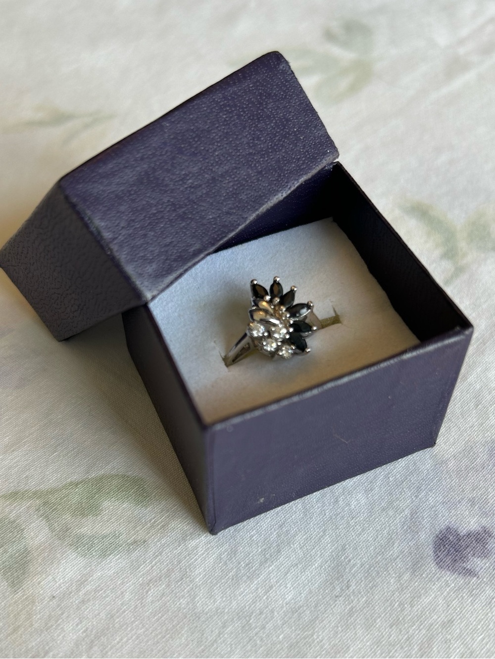 Shabby Chic Goth Vintage Glam Sterling Silver CZ Cluster Ring